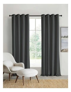 Home Orlando Blockout Eyelet Curtain Pair in Charcoal
