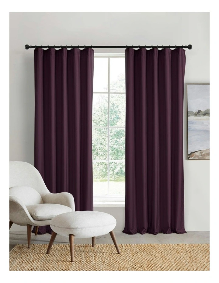 Home Orlando Blockout Multi Header Curtain Pair in Plum image 1