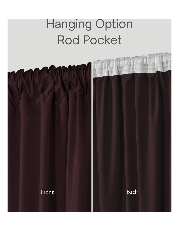 Home Orlando Blockout Multi Header Curtain Pair in Plum image 3