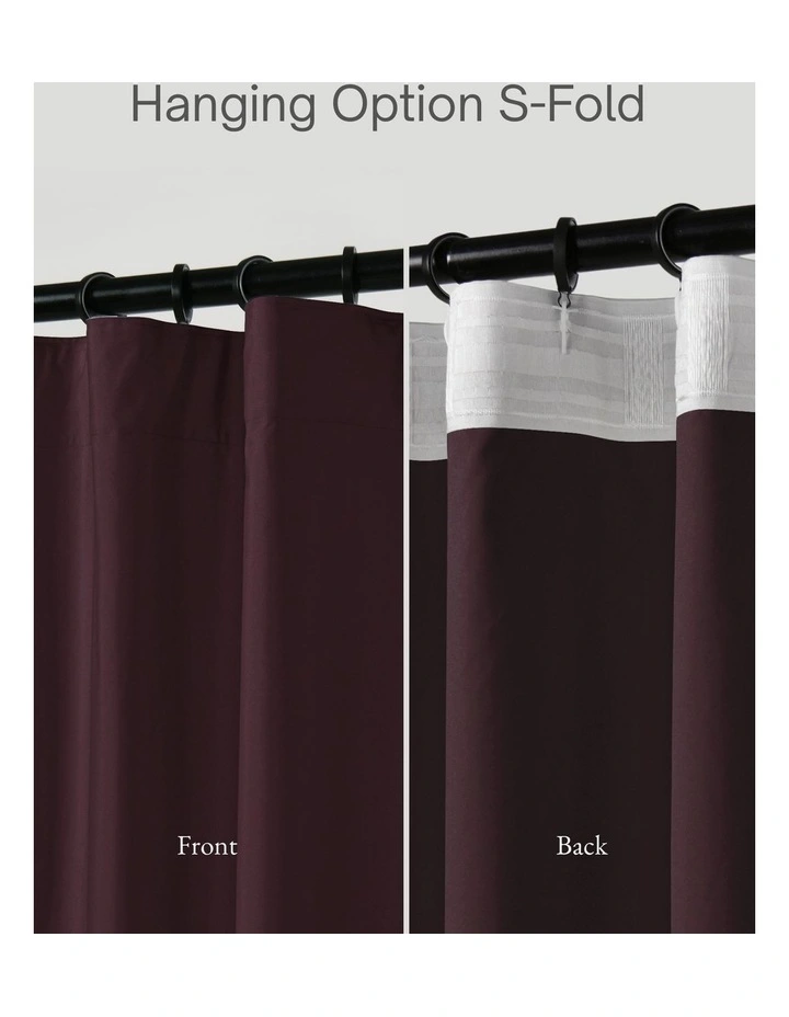 Home Orlando Blockout Multi Header Curtain Pair in Plum image 4