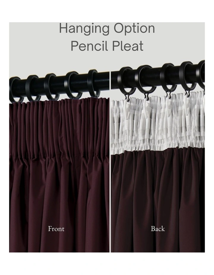 Home Orlando Blockout Multi Header Curtain Pair in Plum image 6