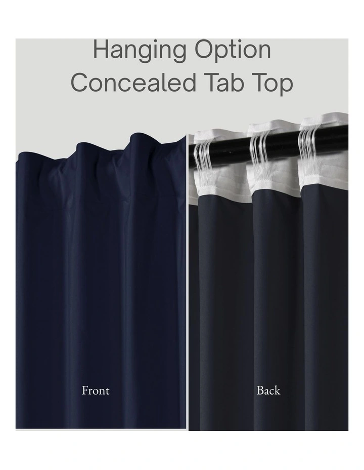 Home Orlando Blockout Multi Header Curtain Pair in Navy image 2