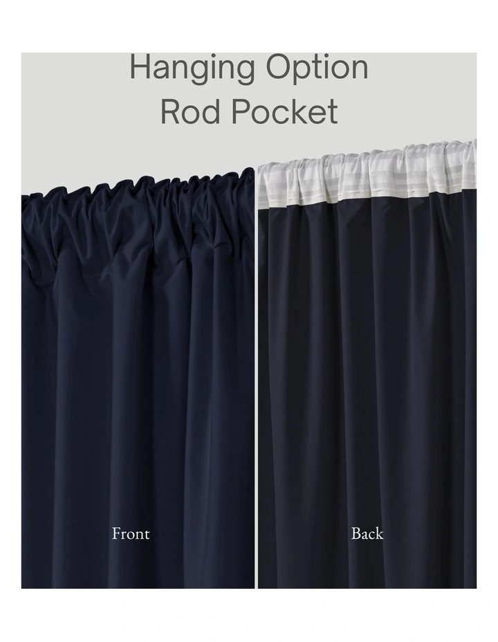 Home Orlando Blockout Multi Header Curtain Pair in Navy image 3