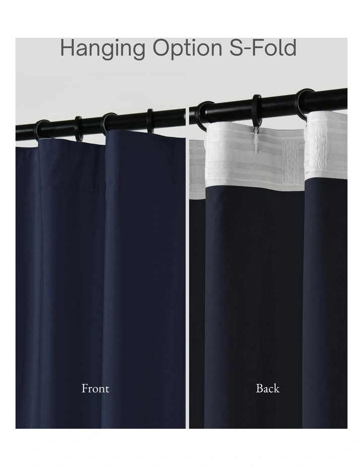 Home Orlando Blockout Multi Header Curtain Pair in Navy image 4