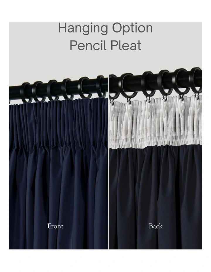 Home Orlando Blockout Multi Header Curtain Pair in Navy image 6