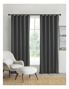 Home Orlando Blockout Multi Header Curtain Pair in Charcoal
