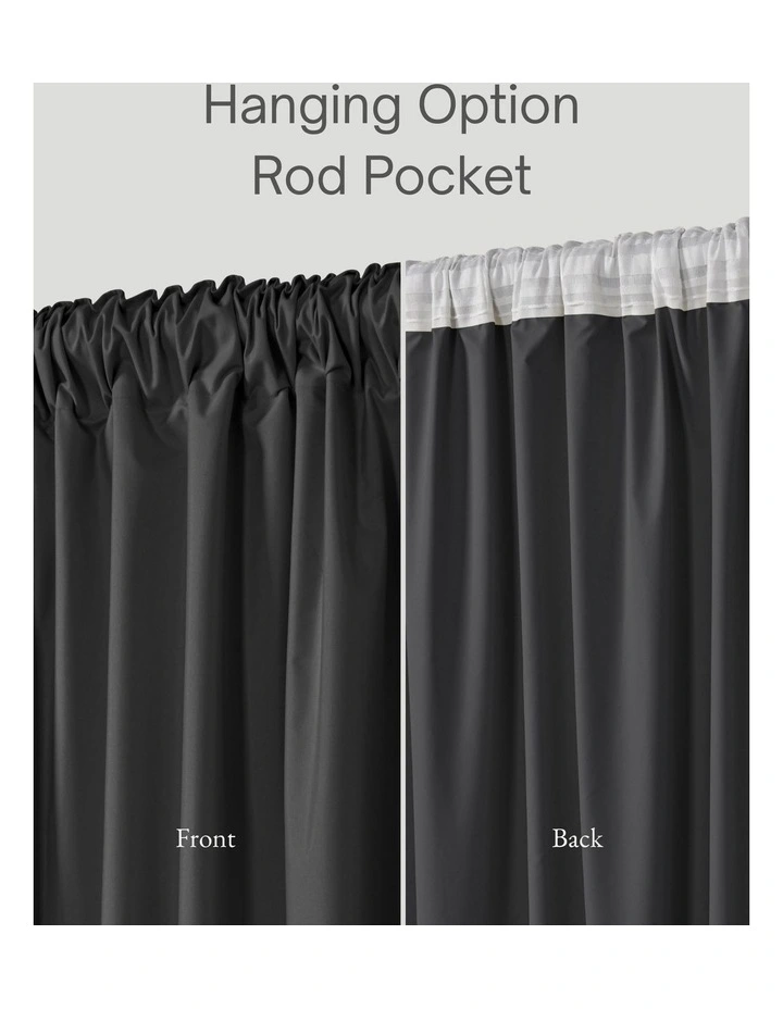 Home Orlando Blockout Multi Header Curtain Pair in Charcoal image 3