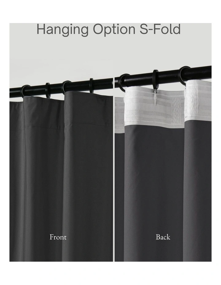 Home Orlando Blockout Multi Header Curtain Pair in Charcoal image 4