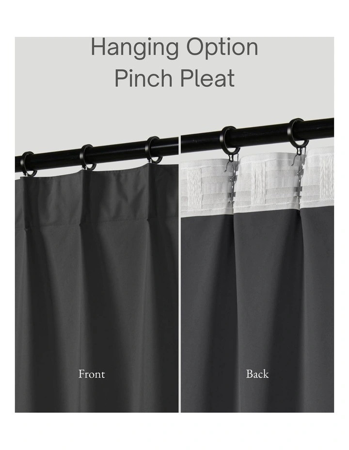 Home Orlando Blockout Multi Header Curtain Pair in Charcoal image 5