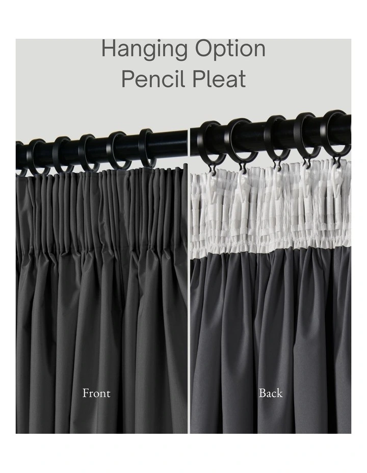 Home Orlando Blockout Multi Header Curtain Pair in Charcoal image 6