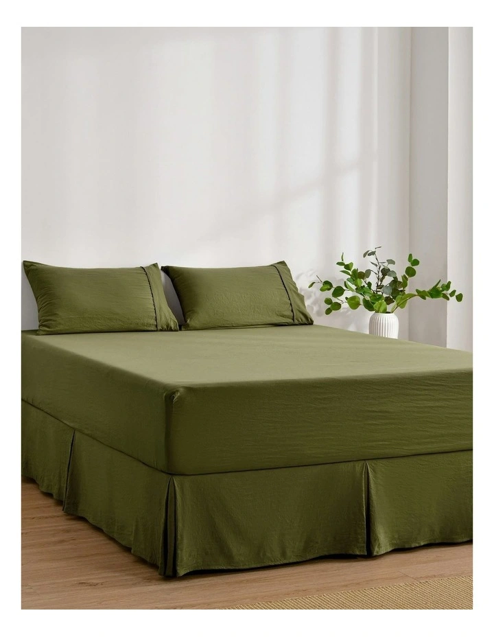 Superfine Washed Microfibre Pleated Valance in Olive image 3