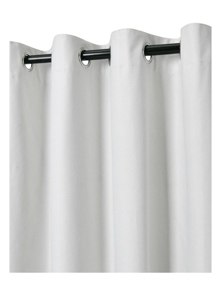 Bennett Faux Linen Blockout Eyelet Curtain 90x223cm Twin Pack in Cloud image 3