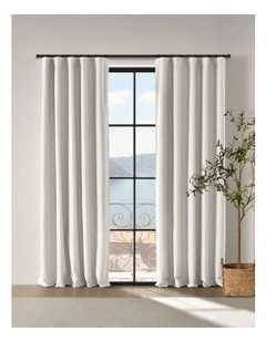 Bennett Faux Linen Blockout Multi Header Curtain 90x223cm Twin Pack in Cloud