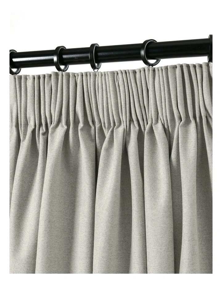 Bennett Faux Linen Blockout Multi Header Curtain 90x223cm Twin Pack in Natural image 4