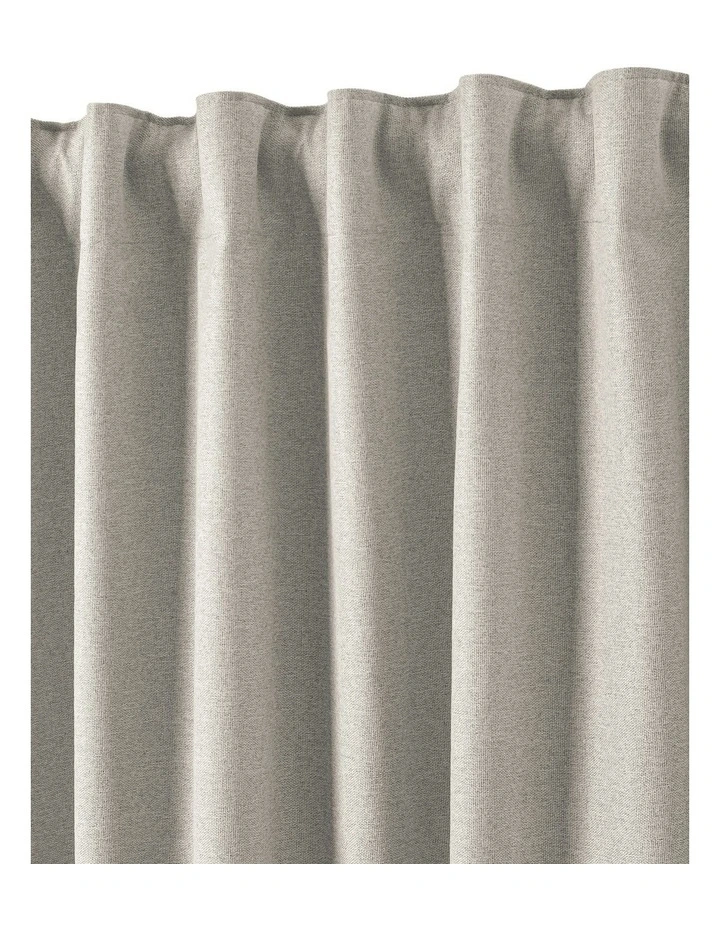 Bennett Faux Linen Blockout Multi Header Curtain 90x223cm Twin Pack in Natural image 5