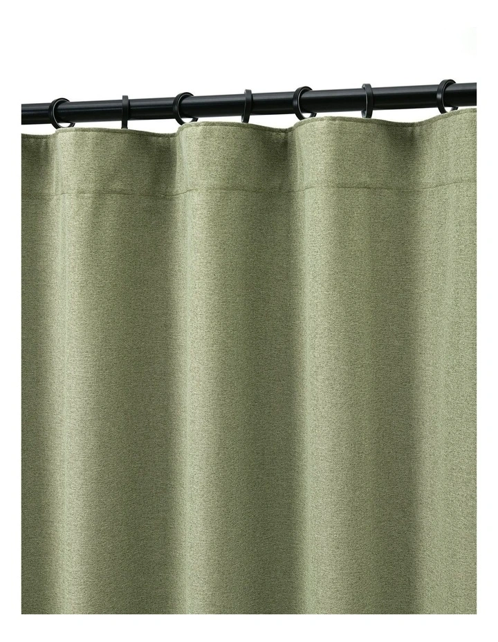 Bennett Faux Linen Blockout Multi Header Curtain 90x223cm Twin Pack in Moss image 2