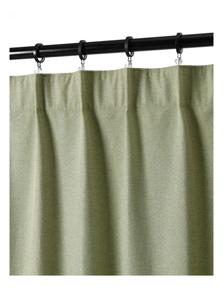 Bennett Faux Linen Blockout Multi Header Curtain 90x223cm Twin Pack in Moss image 3