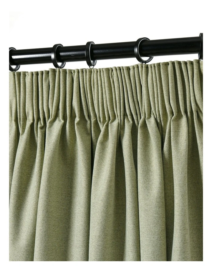 Bennett Faux Linen Blockout Multi Header Curtain 90x223cm Twin Pack in Moss image 4