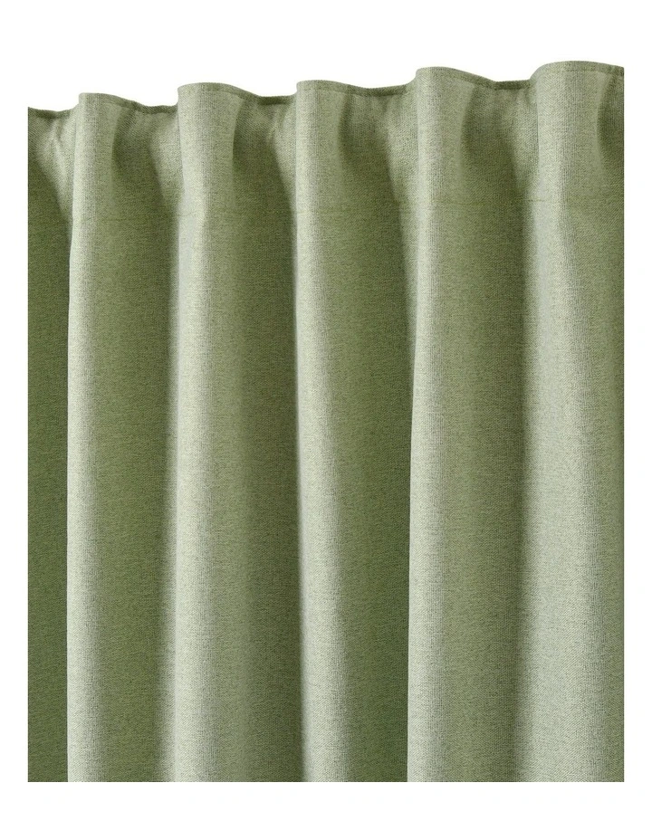 Bennett Faux Linen Blockout Multi Header Curtain 90x223cm Twin Pack in Moss image 5