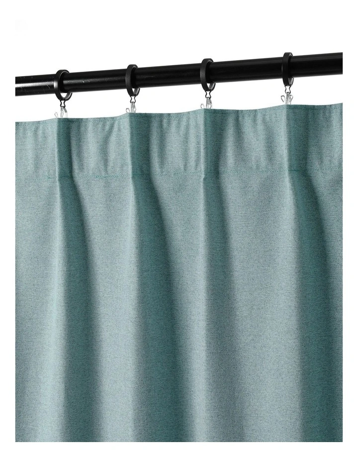 Bennett Faux Linen Blockout Multi Header Curtain 90x223cm Twin Pack in Dusty Blue image 3