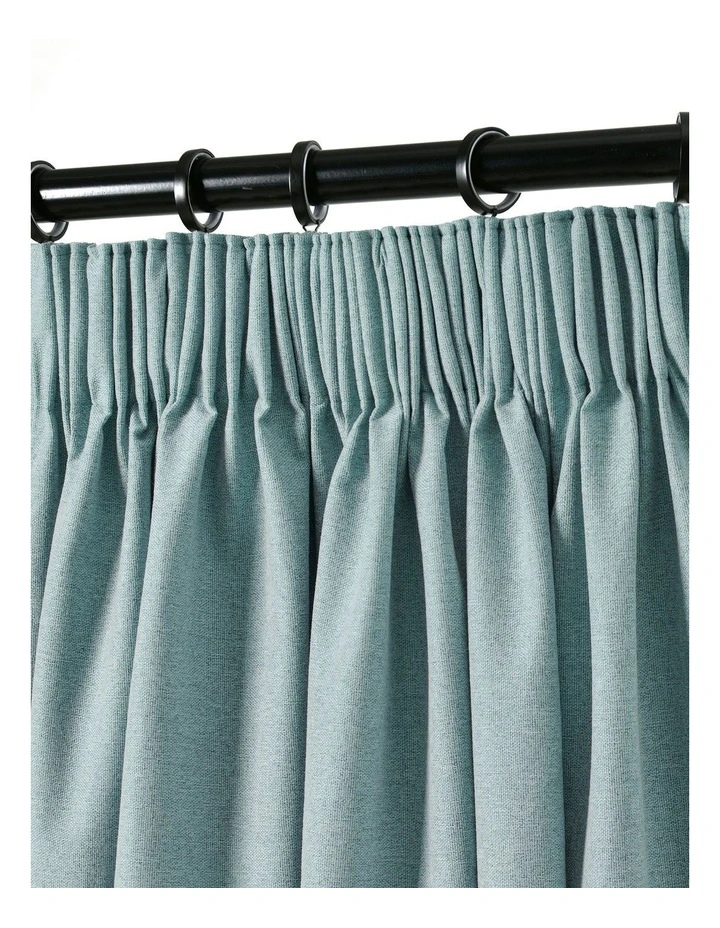 Bennett Faux Linen Blockout Multi Header Curtain 90x223cm Twin Pack in Dusty Blue image 4