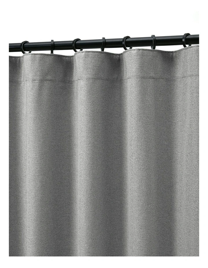 Bennett Faux Linen Blockout Multi Header Curtain 90x223cm Twin Pack in Steel image 2