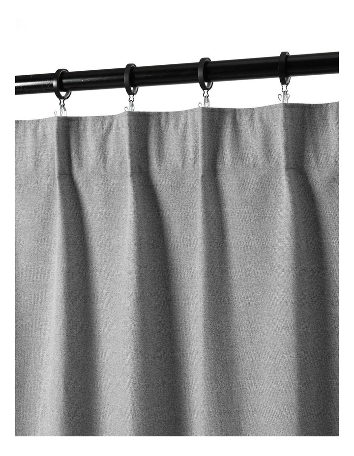 Bennett Faux Linen Blockout Multi Header Curtain 90x223cm Twin Pack in Steel image 3