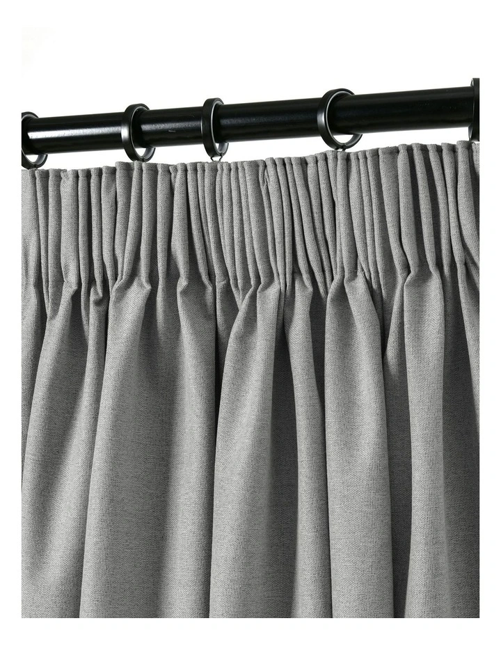 Bennett Faux Linen Blockout Multi Header Curtain 90x223cm Twin Pack in Steel image 4