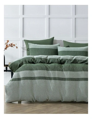 Herringbone Cotton Quilt Cover Set in Olive