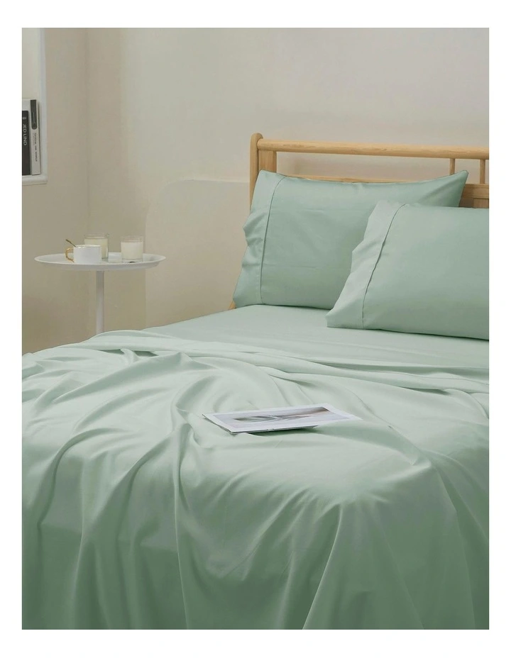 Cotton Rich Sateen Sheet Set 1500TC in Sage image 4
