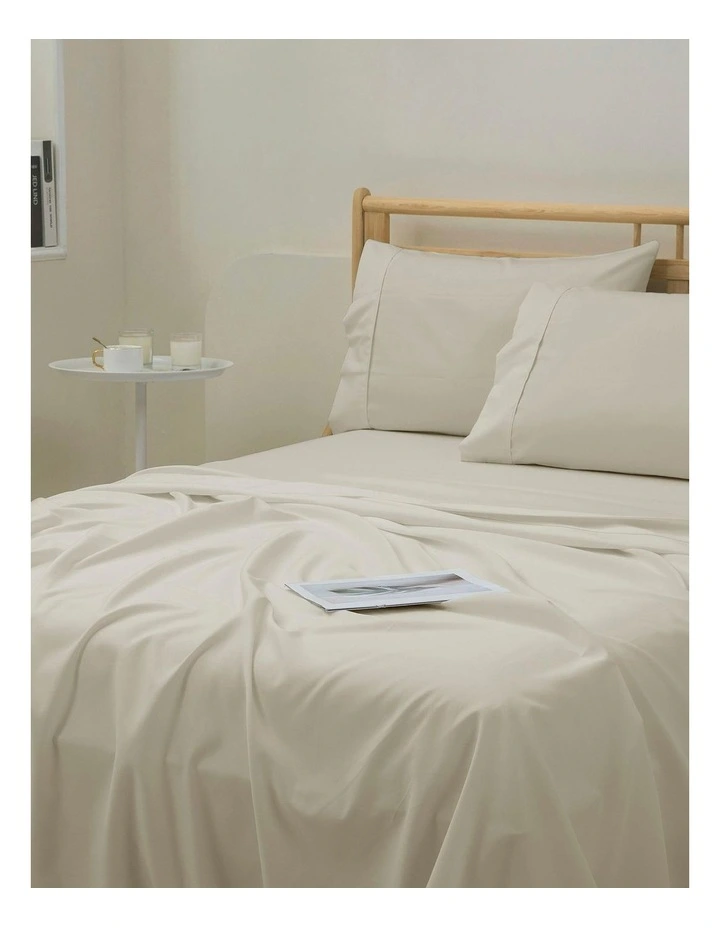 1500TC Cotton Rich Sateen Sheet Set in Oat image 4
