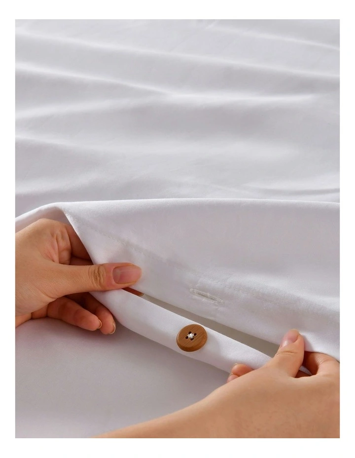 1500TC Cotton Rich Sateen Quilt Cover Set in White image 3