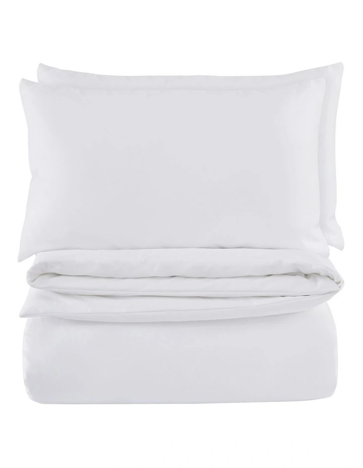 1500TC Cotton Rich Sateen Quilt Cover Set in White image 7