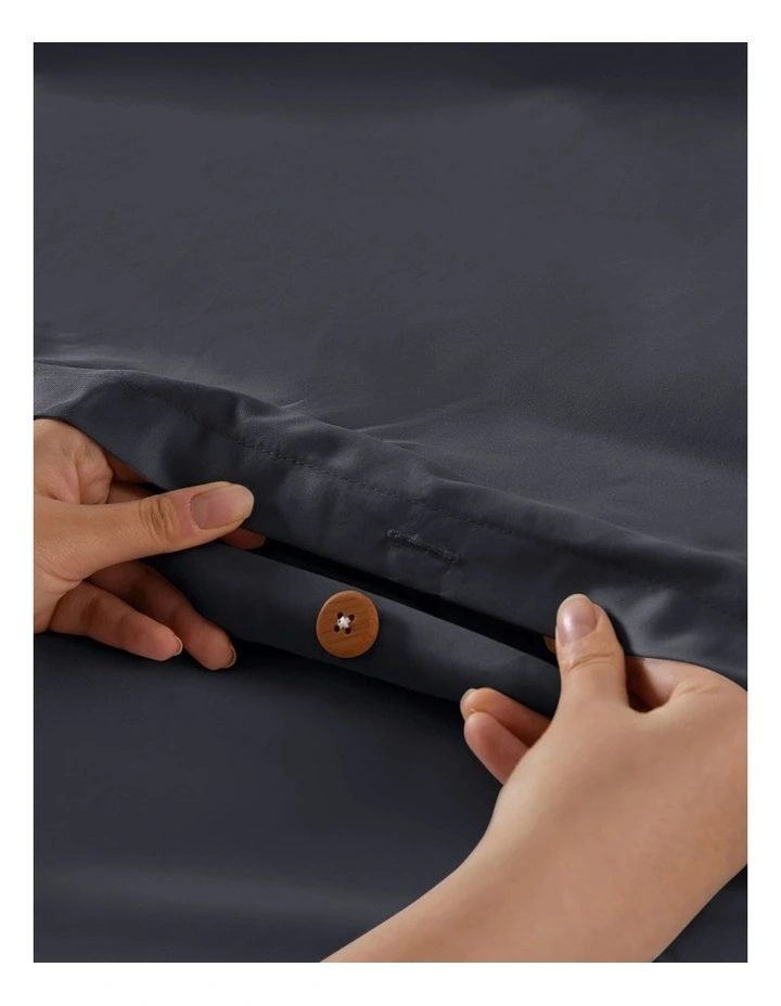 1500TC Cotton Rich Sateen Quilt Cover Set in Charcoal image 3
