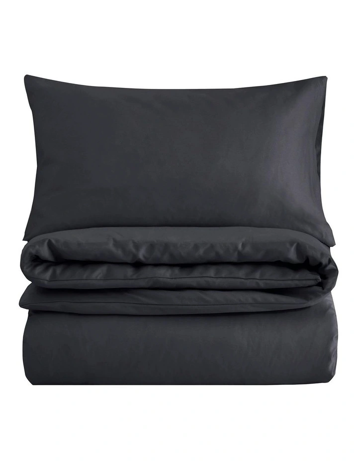 1500TC Cotton Rich Sateen Quilt Cover Set in Charcoal image 6