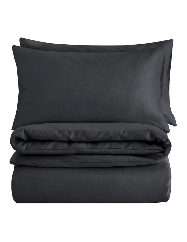 1500TC Cotton Rich Sateen Quilt Cover Set in Charcoal image 7