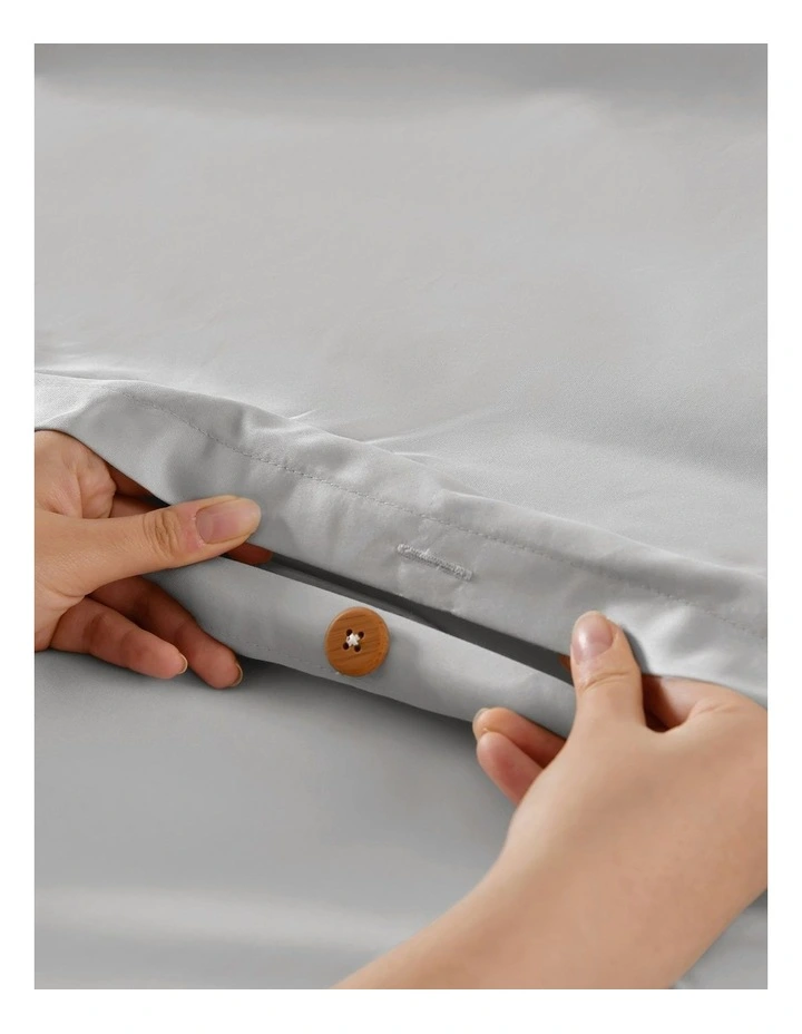 1500TC Cotton Rich Sateen Quilt Cover Set in Dove Grey image 3