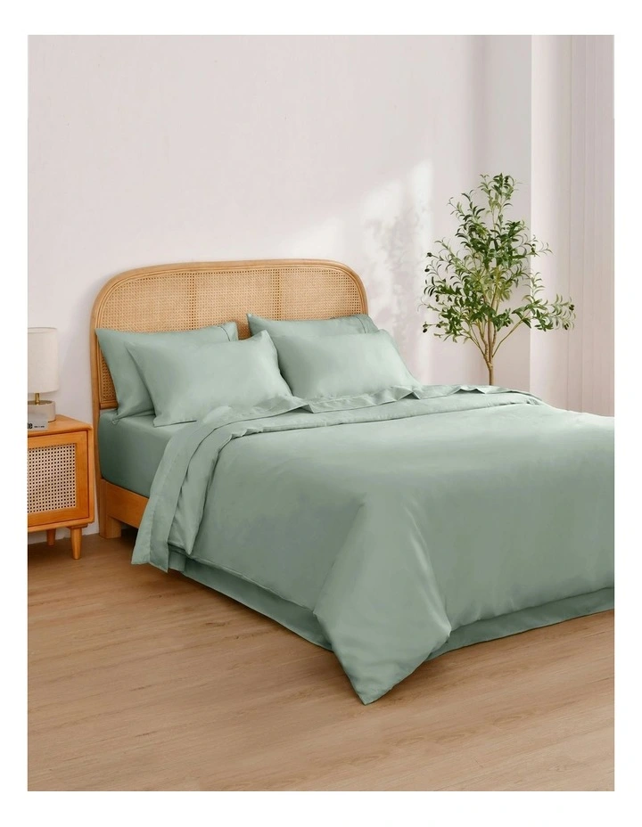 1500TC Cotton Rich Sateen Quilt Cover Set in Sage image 2