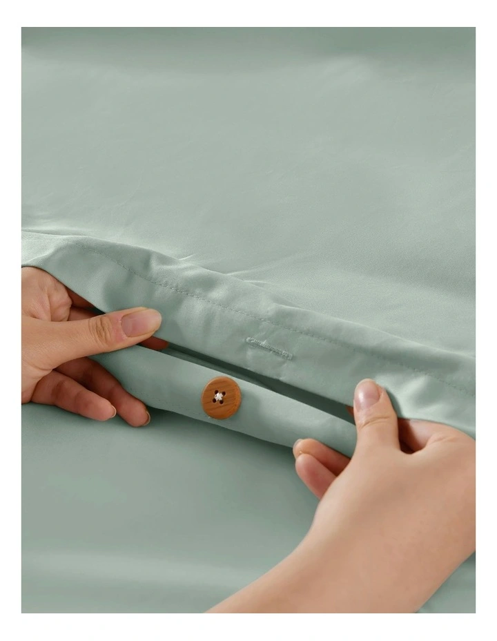 1500TC Cotton Rich Sateen Quilt Cover Set in Sage image 3