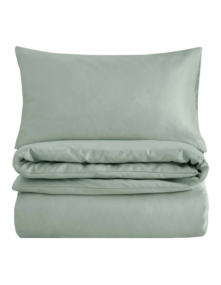 1500TC Cotton Rich Sateen Quilt Cover Set in Sage image 6
