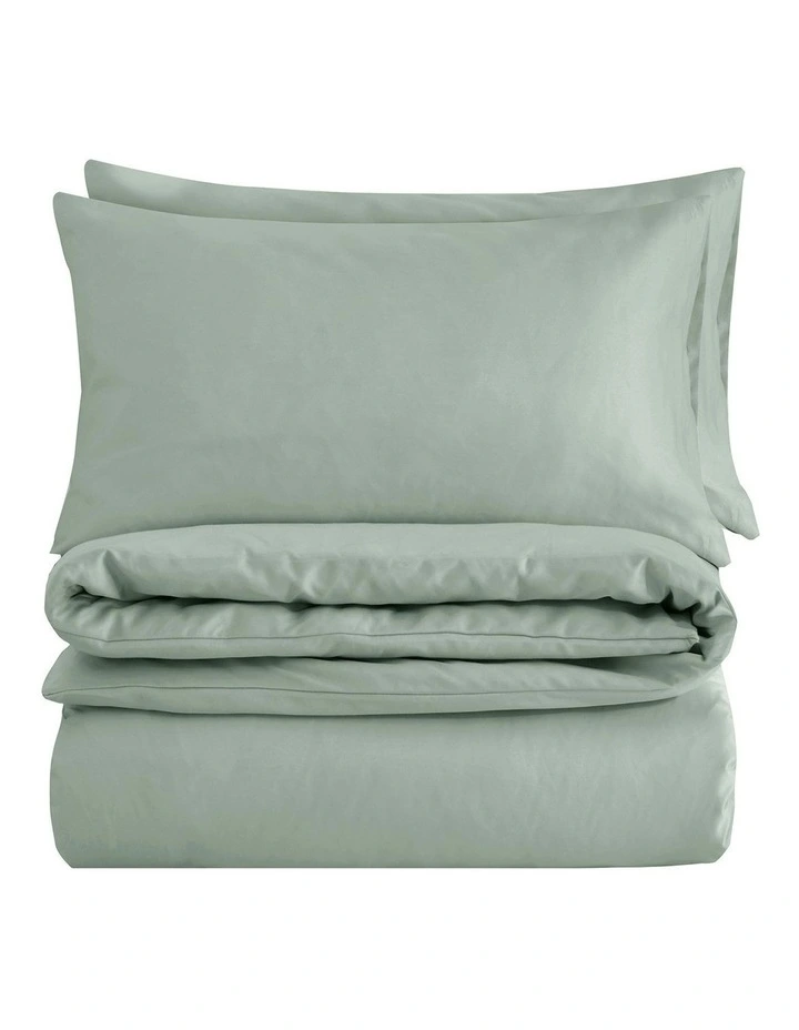 1500TC Cotton Rich Sateen Quilt Cover Set in Sage image 7