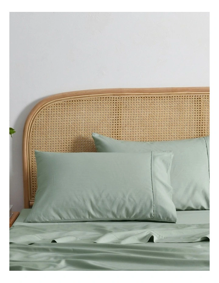 Dreamaker 1500TC Cotton Rich Pillowcase Twin Pack in Sage image 1