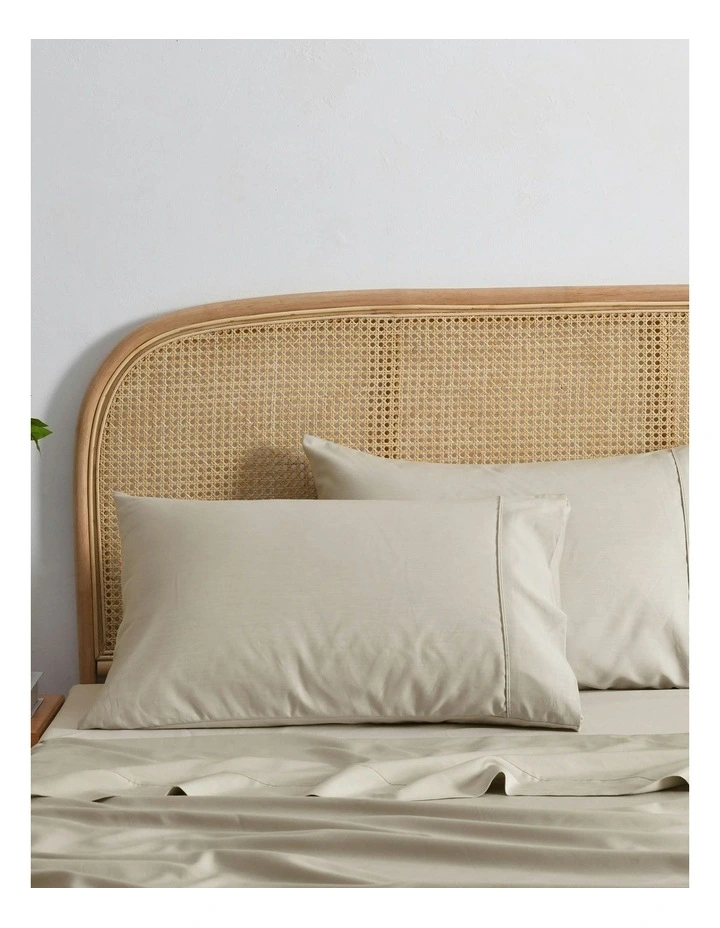1500TC Cotton Rich Pillowcase Twin Pack in Oat image 1