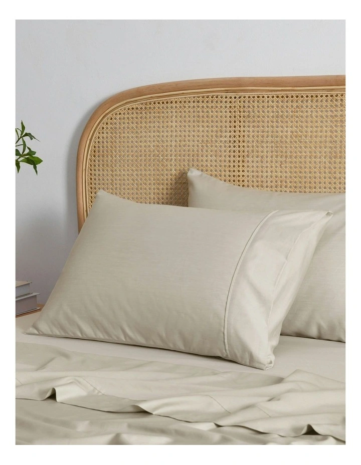 1500TC Cotton Rich Pillowcase Twin Pack in Oat image 2
