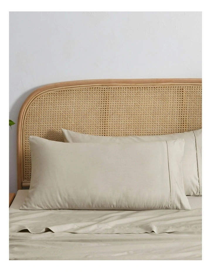 1500TC Cotton Rich Pillowcase Twin Pack in Oat image 3