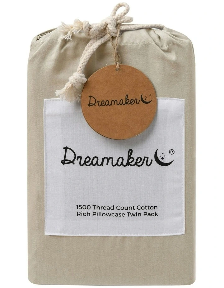 1500TC Cotton Rich Pillowcase Twin Pack in Oat image 7