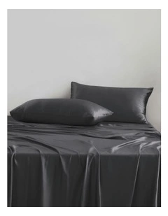 Luxe Mulberry Silk Pillowcase 25 Momme King 50 x 90cm in Charcoal Twin Pack