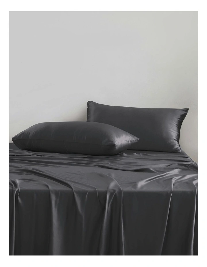 Luxe Mulberry Silk Pillowcase 25 Momme King 50 x 90cm in Charcoal Twin Pack image 1