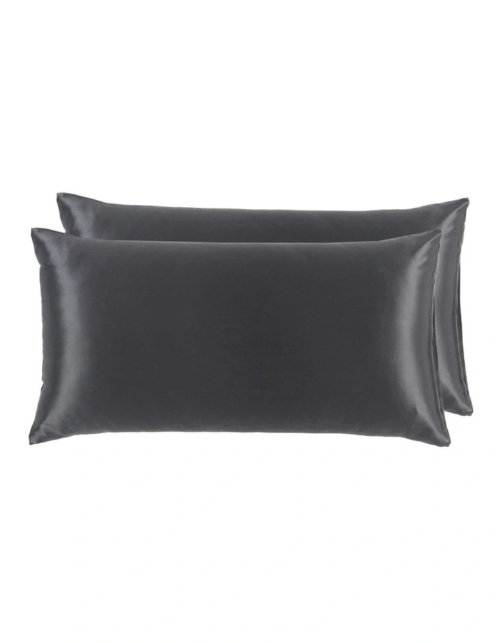 Luxe Mulberry Silk Pillowcase 25 Momme King 50 x 90cm in Charcoal Twin Pack image 2