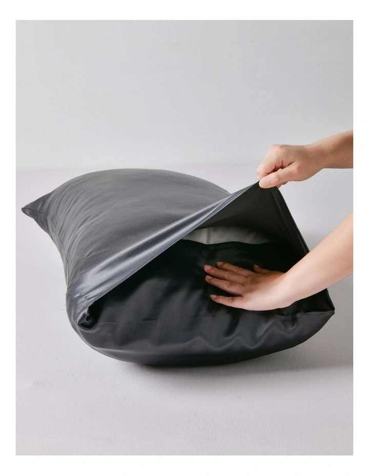 Luxe Mulberry Silk Pillowcase 25 Momme King 50 x 90cm in Charcoal image 3